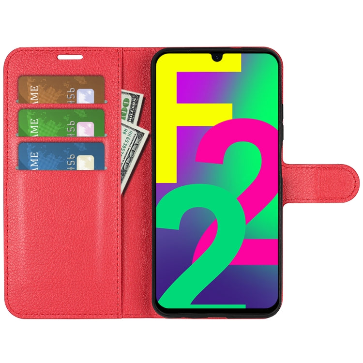 For Samsung Galaxy F22 Litchi Texture Horizontal Flip Protective Case with Holder & Card Slots & Wallet