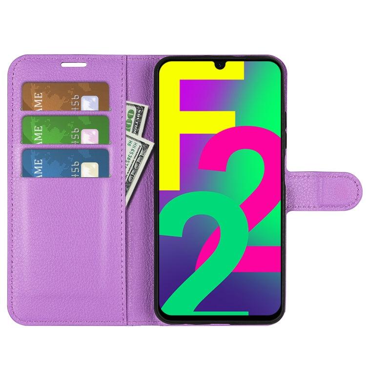 For Samsung Galaxy F22 Litchi Texture Horizontal Flip Protective Case with Holder & Card Slots & Wallet