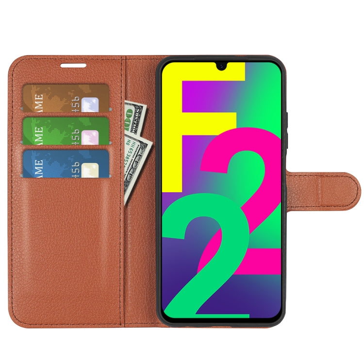 For Samsung Galaxy F22 Litchi Texture Horizontal Flip Protective Case with Holder & Card Slots & Wallet