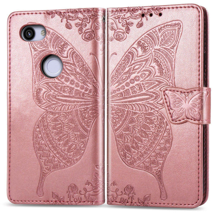 Butterfly Love Flowers Embossing Horizontal Flip Leather Case for Google Pixel 3A , with Holder & Card Slots & Wallet & Lanyard