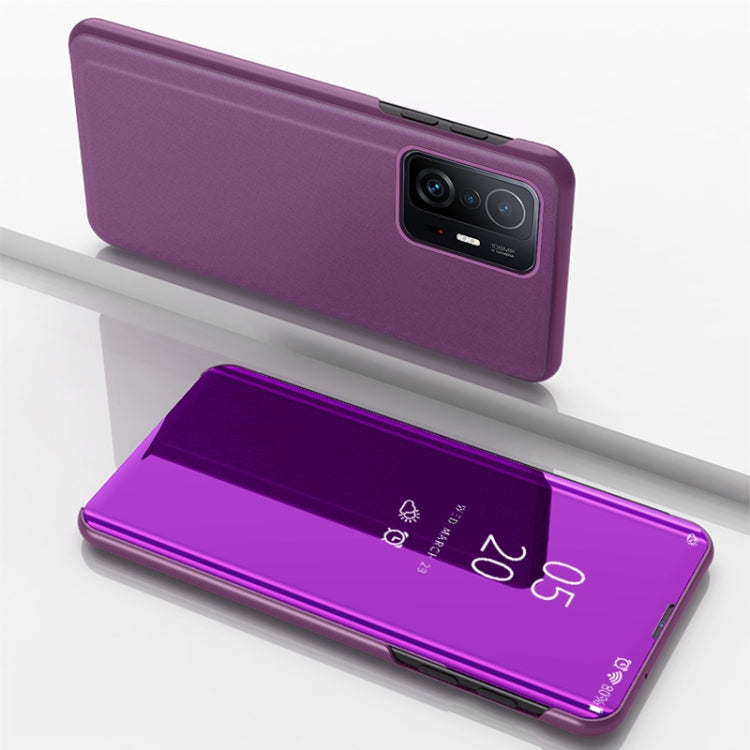 For Xiaomi Mi 11T/ Mi 11T Pro Plated Mirror Horizontal Flip Leather Case with Holder