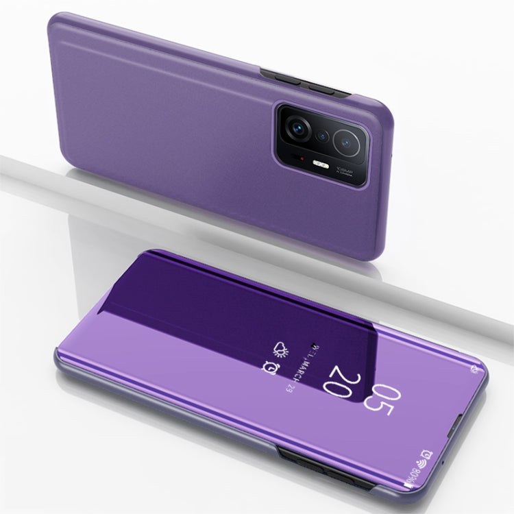 For Xiaomi Mi 11T/ Mi 11T Pro Plated Mirror Horizontal Flip Leather Case with Holder