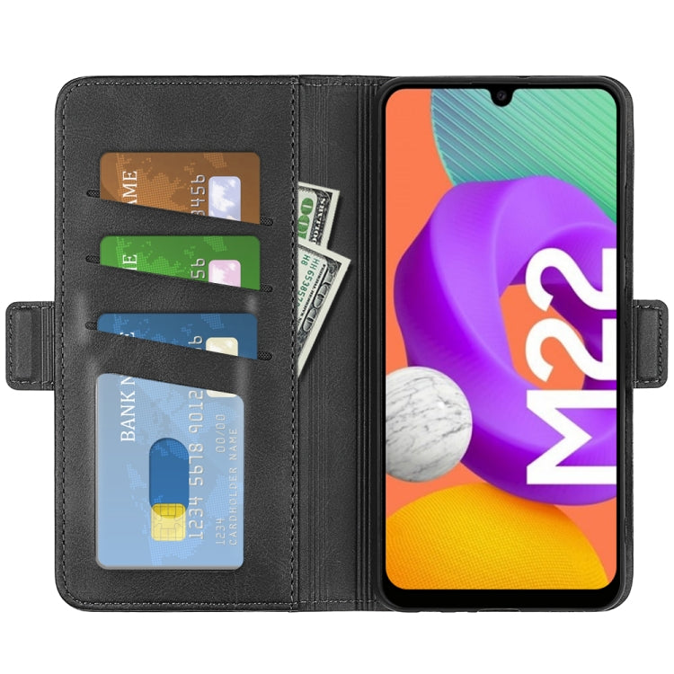 For Samsung Galaxy M22 Dual-side Magnetic Buckle Horizontal Flip Leather Case with Holder & Card Slots & Wallet