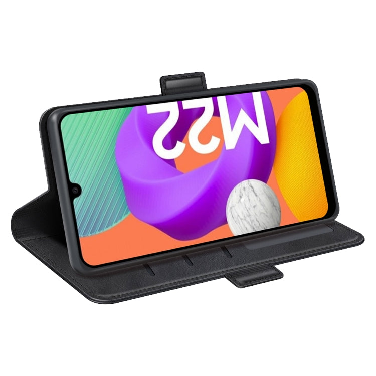 For Samsung Galaxy M22 Dual-side Magnetic Buckle Horizontal Flip Leather Case with Holder & Card Slots & Wallet