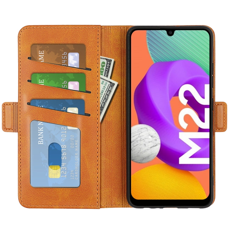 For Samsung Galaxy M22 Dual-side Magnetic Buckle Horizontal Flip Leather Case with Holder & Card Slots & Wallet