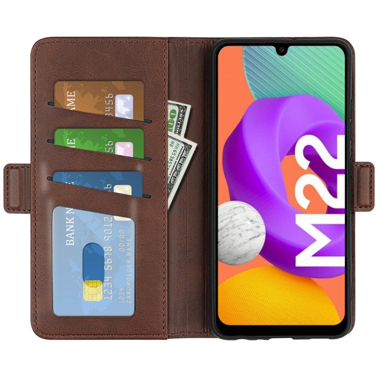 For Samsung Galaxy M22 Dual-side Magnetic Buckle Horizontal Flip Leather Case with Holder & Card Slots & Wallet