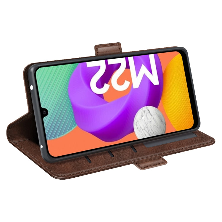 For Samsung Galaxy M22 Dual-side Magnetic Buckle Horizontal Flip Leather Case with Holder & Card Slots & Wallet