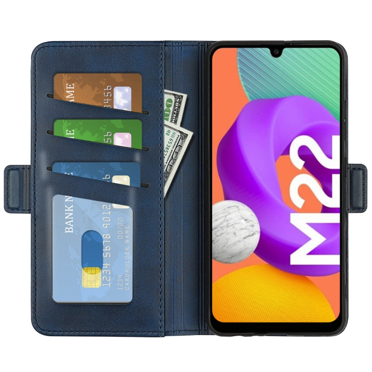 For Samsung Galaxy M22 Dual-side Magnetic Buckle Horizontal Flip Leather Case with Holder & Card Slots & Wallet