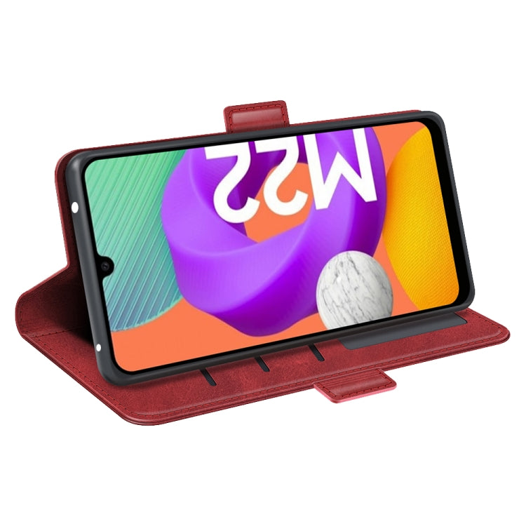 For Samsung Galaxy M22 Dual-side Magnetic Buckle Horizontal Flip Leather Case with Holder & Card Slots & Wallet