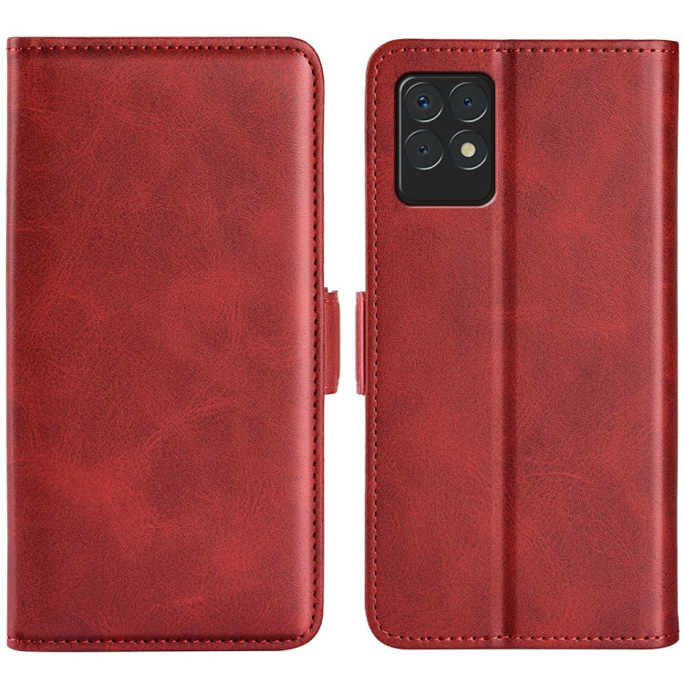 For OPPO Realme 8i Dual-side Magnetic Buckle Horizontal Flip Leather Case with Holder & Card Slots & Wallet