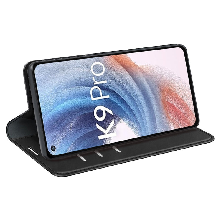 For OPPO K9 Pro Retro-skin Business Magnetic Suction Leather Case with Holder & Card Slots & Wallet