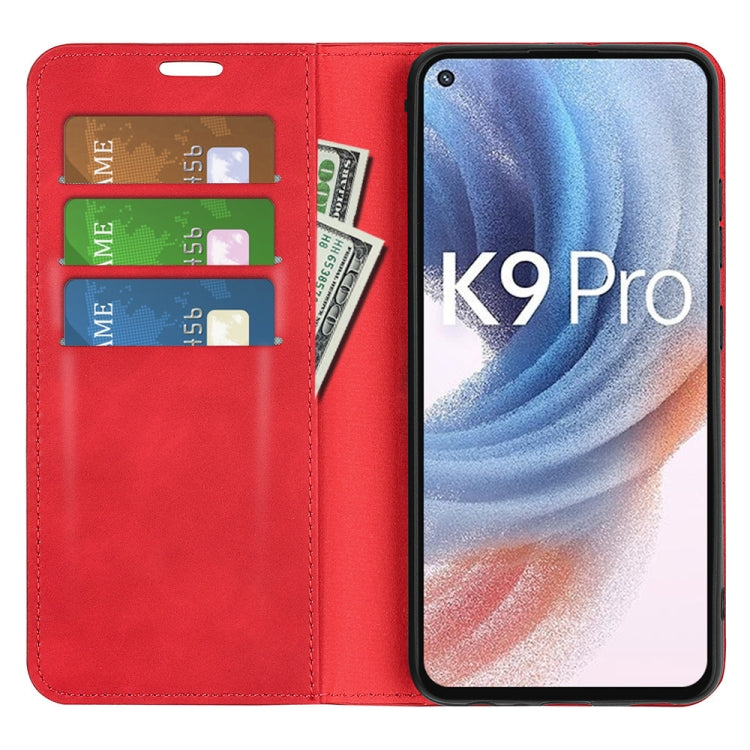 For OPPO K9 Pro Retro-skin Business Magnetic Suction Leather Case with Holder & Card Slots & Wallet
