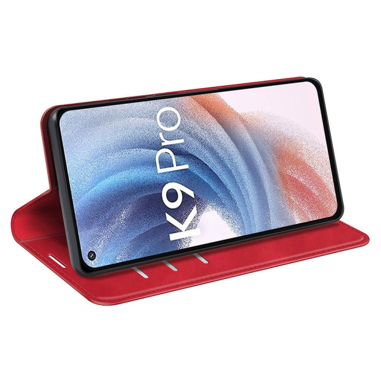 For OPPO K9 Pro Retro-skin Business Magnetic Suction Leather Case with Holder & Card Slots & Wallet