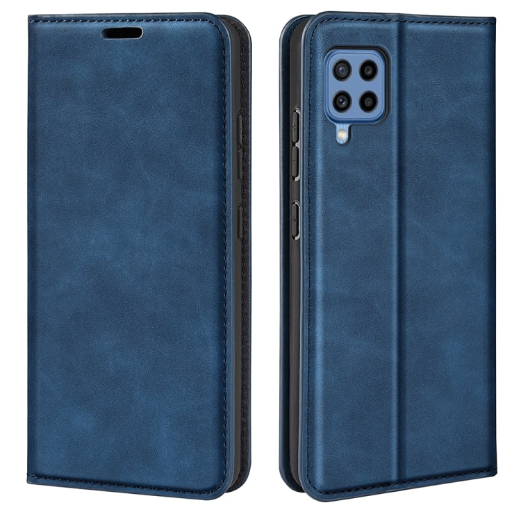 For Samsung Galaxy M22 Retro-skin Magnetic Suction Leather Case with Holder & Card Slots & Wallet
