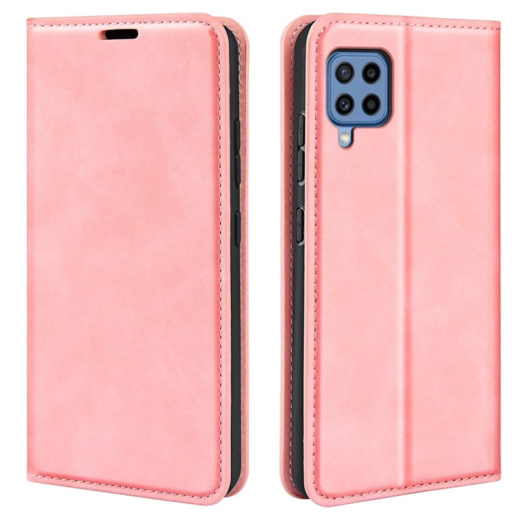 For Samsung Galaxy M22 Retro-skin Magnetic Suction Leather Case with Holder & Card Slots & Wallet