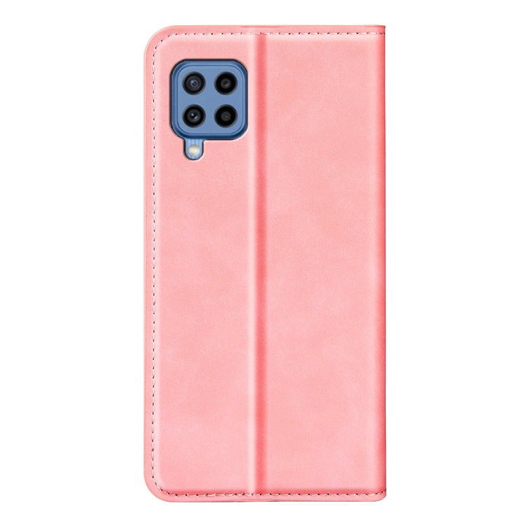 For Samsung Galaxy M22 Retro-skin Magnetic Suction Leather Case with Holder & Card Slots & Wallet