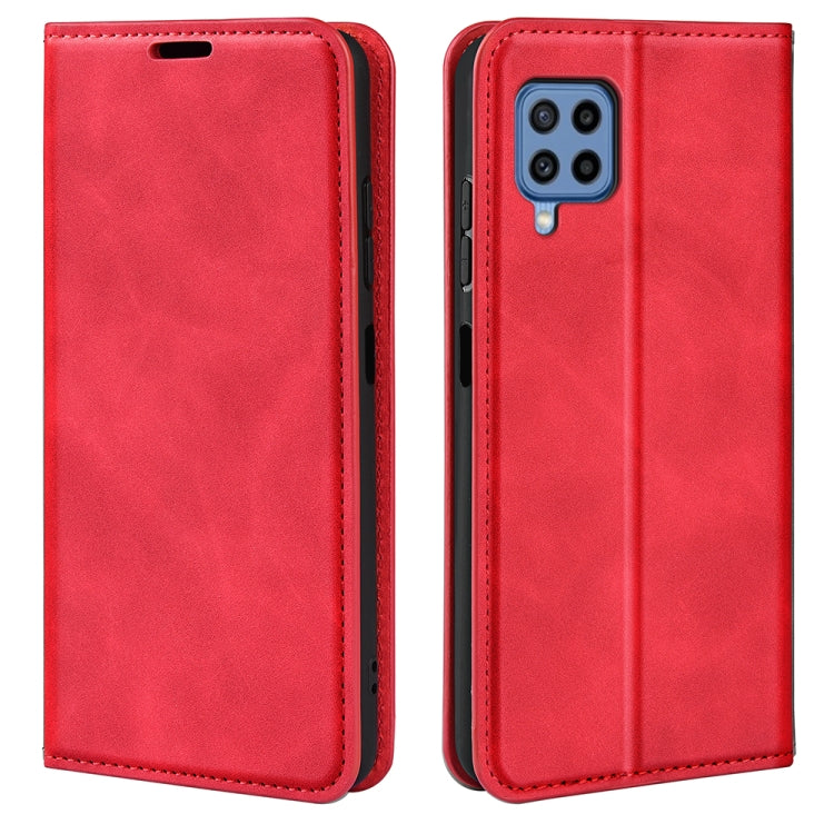 For Samsung Galaxy M22 Retro-skin Magnetic Suction Leather Case with Holder & Card Slots & Wallet