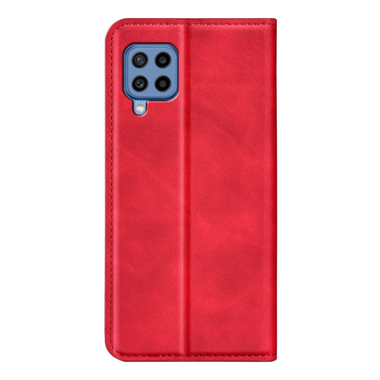 For Samsung Galaxy M22 Retro-skin Magnetic Suction Leather Case with Holder & Card Slots & Wallet