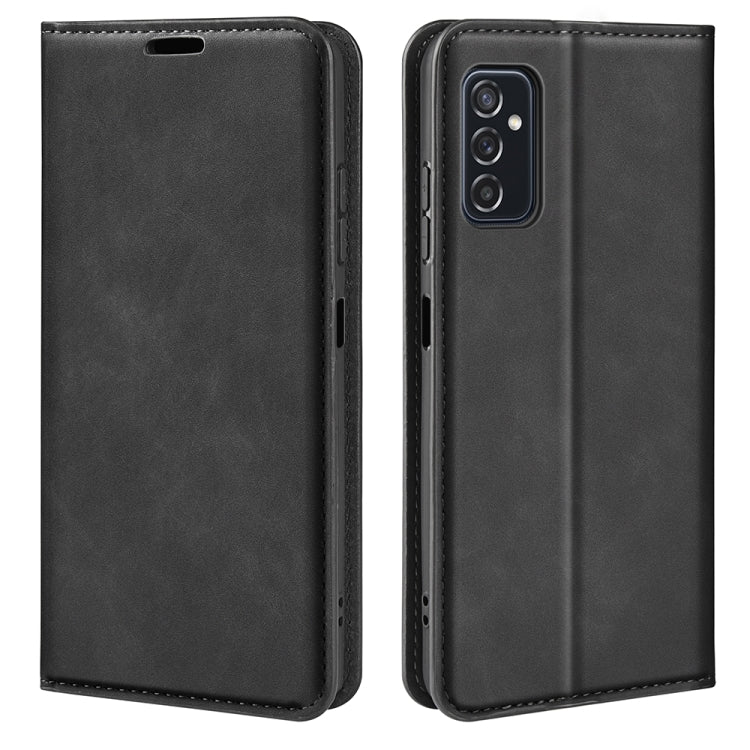 For Samsung Galaxy M52 5G Retro-skin Magnetic Suction Leather Case with Holder & Card Slots & Wallet