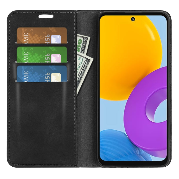 For Samsung Galaxy M52 5G Retro-skin Magnetic Suction Leather Case with Holder & Card Slots & Wallet