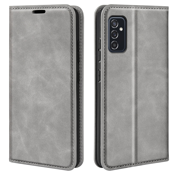 For Samsung Galaxy M52 5G Retro-skin Magnetic Suction Leather Case with Holder & Card Slots & Wallet