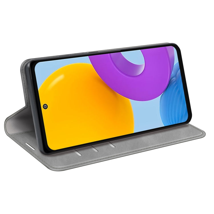 For Samsung Galaxy M52 5G Retro-skin Magnetic Suction Leather Case with Holder & Card Slots & Wallet