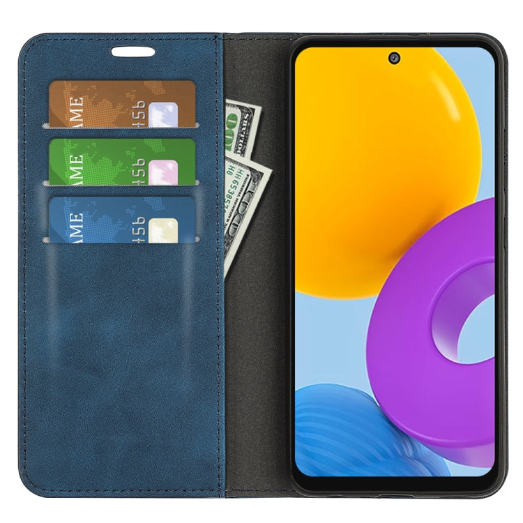 For Samsung Galaxy M52 5G Retro-skin Magnetic Suction Leather Case with Holder & Card Slots & Wallet