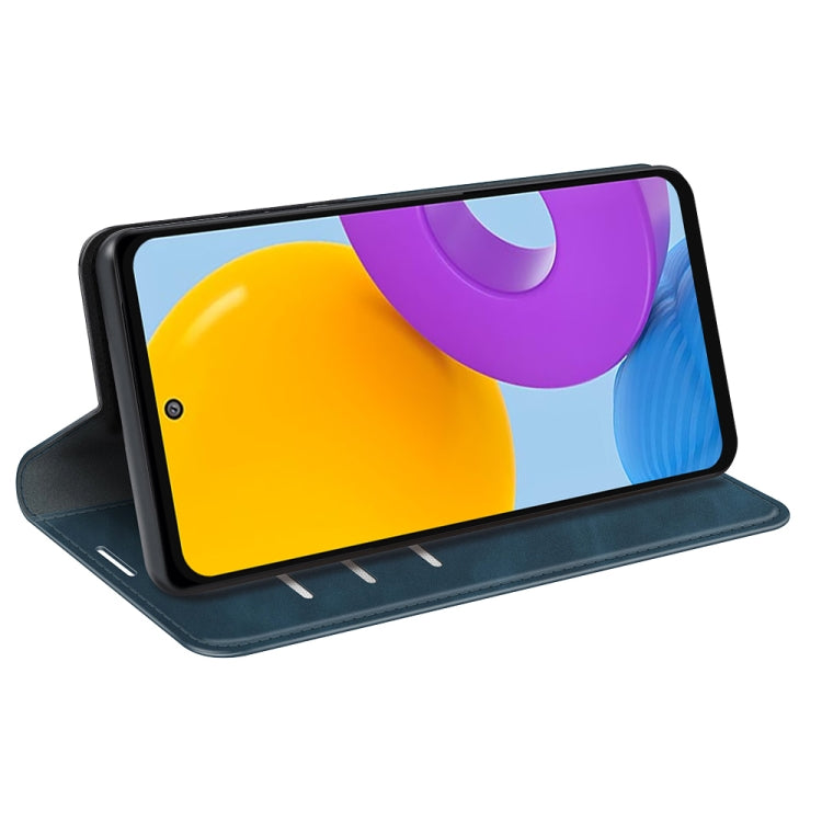 For Samsung Galaxy M52 5G Retro-skin Magnetic Suction Leather Case with Holder & Card Slots & Wallet