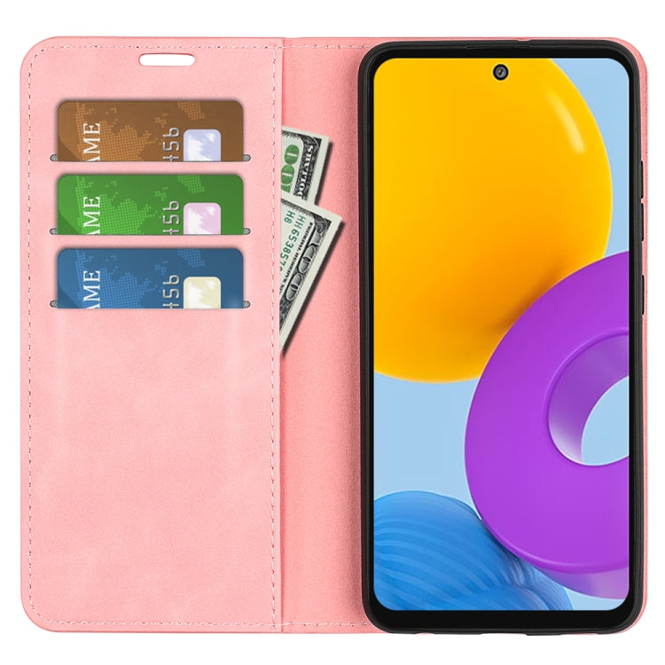 For Samsung Galaxy M52 5G Retro-skin Magnetic Suction Leather Case with Holder & Card Slots & Wallet