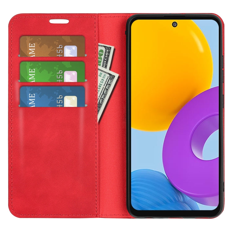 For Samsung Galaxy M52 5G Retro-skin Magnetic Suction Leather Case with Holder & Card Slots & Wallet