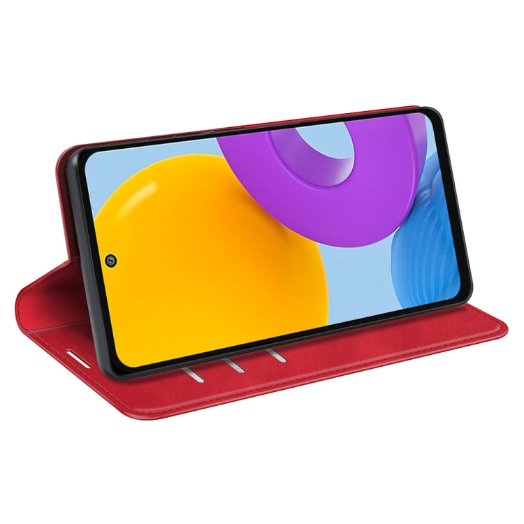 For Samsung Galaxy M52 5G Retro-skin Magnetic Suction Leather Case with Holder & Card Slots & Wallet