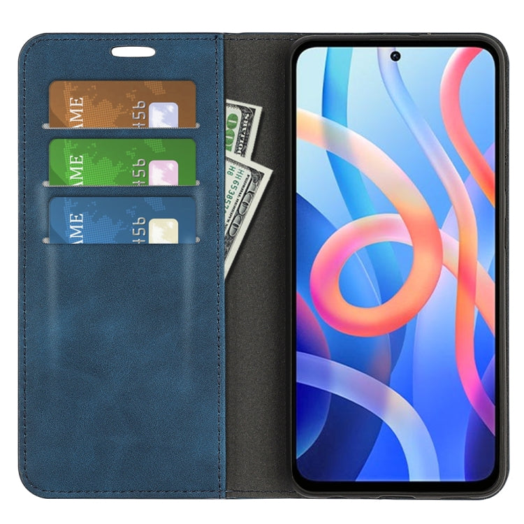 For Xiaomi Redmi Note 11 Retro-skin Magnetic Suction Leather Case with Holder & Card Slots & Wallet