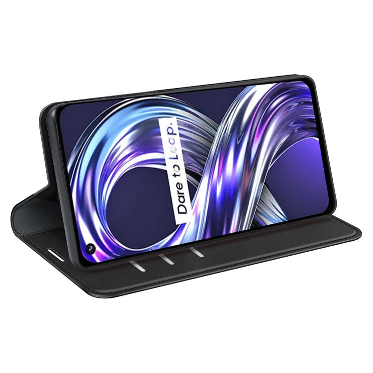 For OPPO Realme 8i Retro-skin Magnetic Suction Leather Case with Holder & Card Slots & Wallet