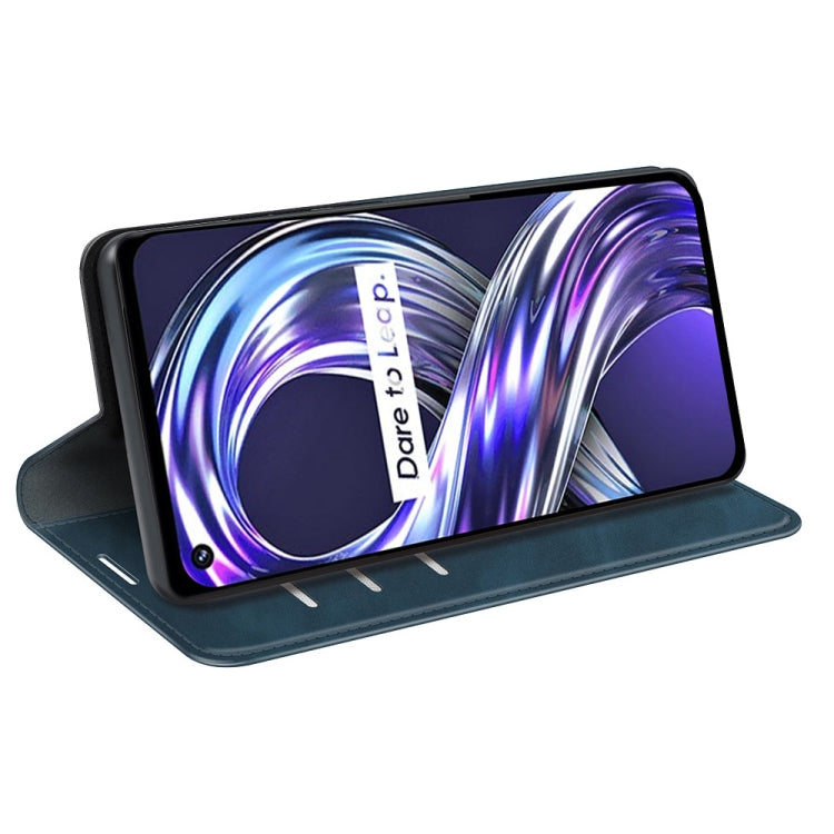 For OPPO Realme 8i Retro-skin Magnetic Suction Leather Case with Holder & Card Slots & Wallet