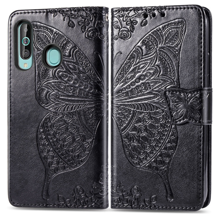 Butterfly Love Flowers Embossing Horizontal Flip Leather Case for Galaxy A60, with Holder & Card Slots & Wallet & Lanyard
