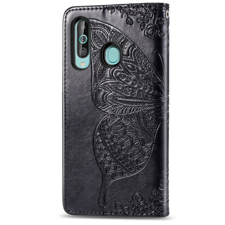 Butterfly Love Flowers Embossing Horizontal Flip Leather Case for Galaxy A60, with Holder & Card Slots & Wallet & Lanyard