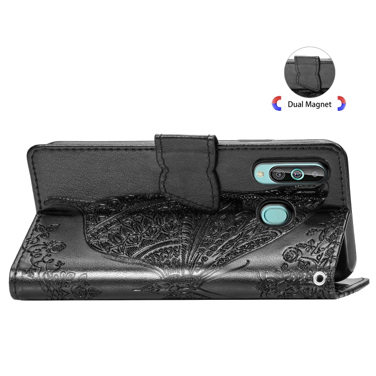 Butterfly Love Flowers Embossing Horizontal Flip Leather Case for Galaxy A60, with Holder & Card Slots & Wallet & Lanyard