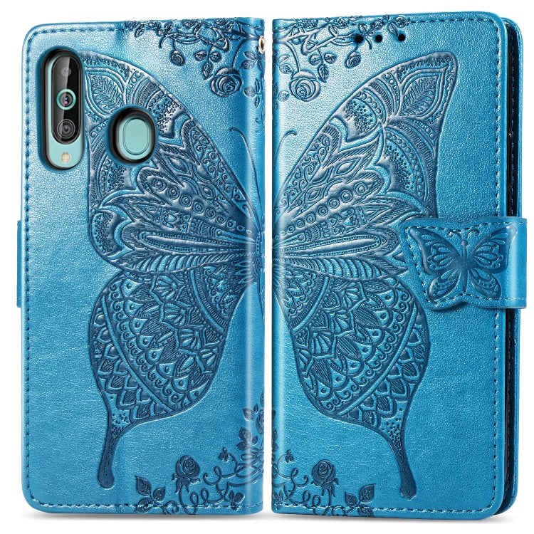 Butterfly Love Flowers Embossing Horizontal Flip Leather Case for Galaxy A60, with Holder & Card Slots & Wallet & Lanyard