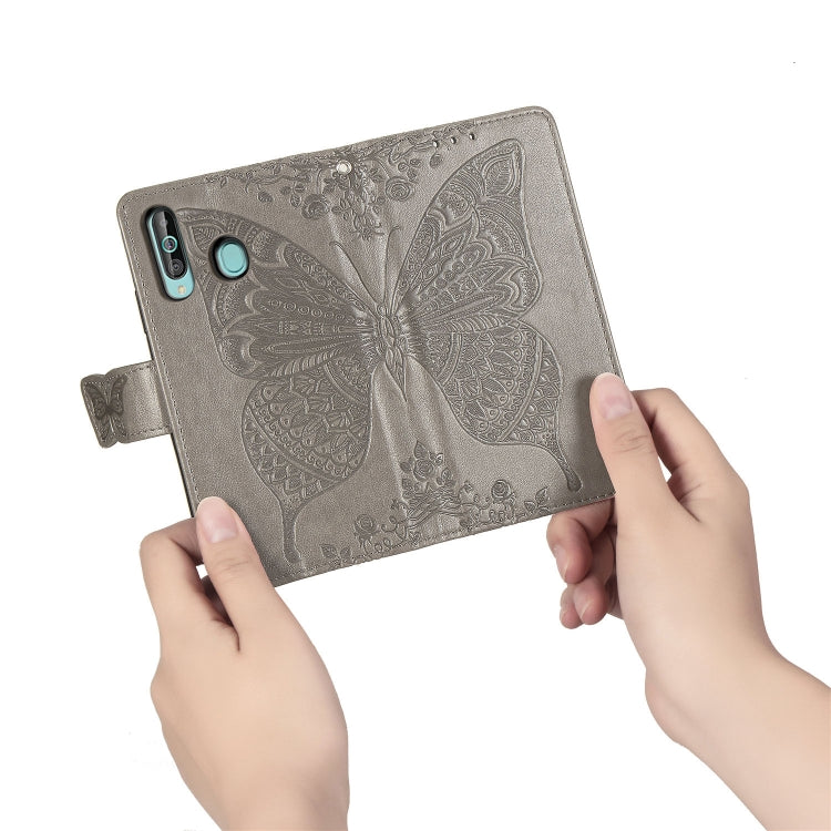 Butterfly Love Flowers Embossing Horizontal Flip Leather Case for Galaxy A60, with Holder & Card Slots & Wallet & Lanyard