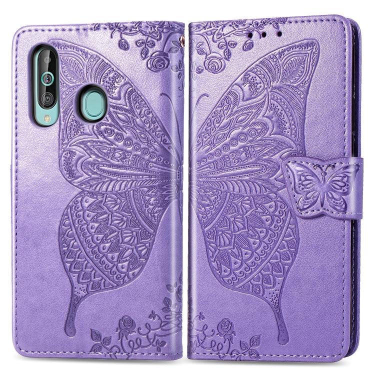 Butterfly Love Flowers Embossing Horizontal Flip Leather Case for Galaxy A60, with Holder & Card Slots & Wallet & Lanyard