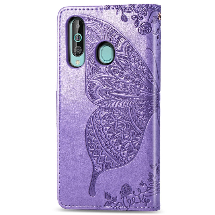 Butterfly Love Flowers Embossing Horizontal Flip Leather Case for Galaxy A60, with Holder & Card Slots & Wallet & Lanyard