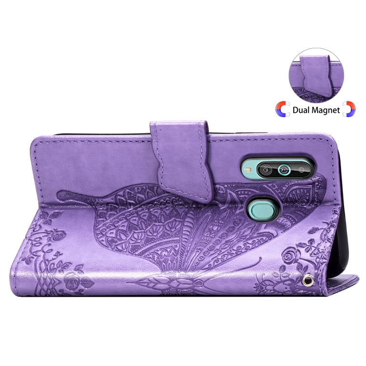 Butterfly Love Flowers Embossing Horizontal Flip Leather Case for Galaxy A60, with Holder & Card Slots & Wallet & Lanyard