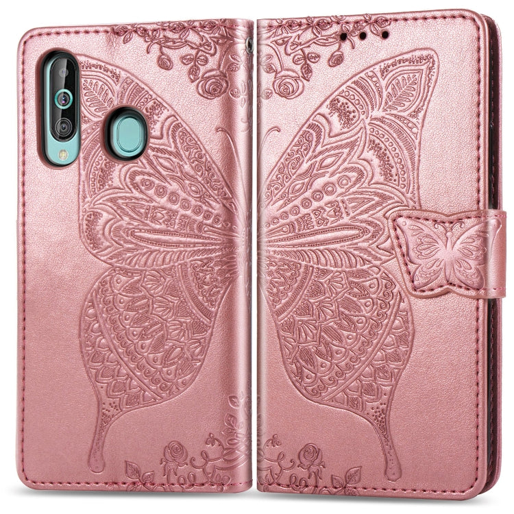 Butterfly Love Flowers Embossing Horizontal Flip Leather Case for Galaxy A60, with Holder & Card Slots & Wallet & Lanyard