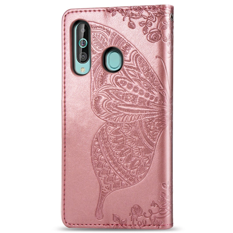 Butterfly Love Flowers Embossing Horizontal Flip Leather Case for Galaxy A60, with Holder & Card Slots & Wallet & Lanyard