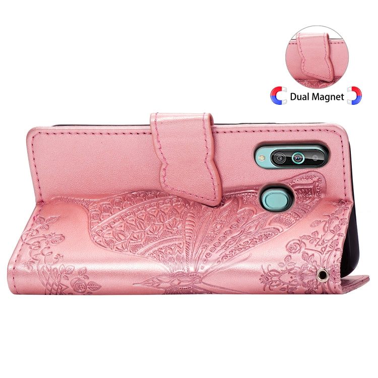 Butterfly Love Flowers Embossing Horizontal Flip Leather Case for Galaxy A60, with Holder & Card Slots & Wallet & Lanyard