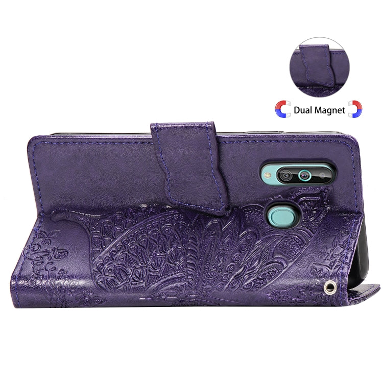 Butterfly Love Flowers Embossing Horizontal Flip Leather Case for Galaxy A60, with Holder & Card Slots & Wallet & Lanyard
