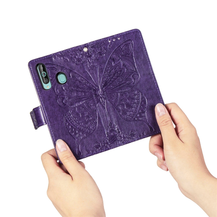 Butterfly Love Flowers Embossing Horizontal Flip Leather Case for Galaxy A60, with Holder & Card Slots & Wallet & Lanyard