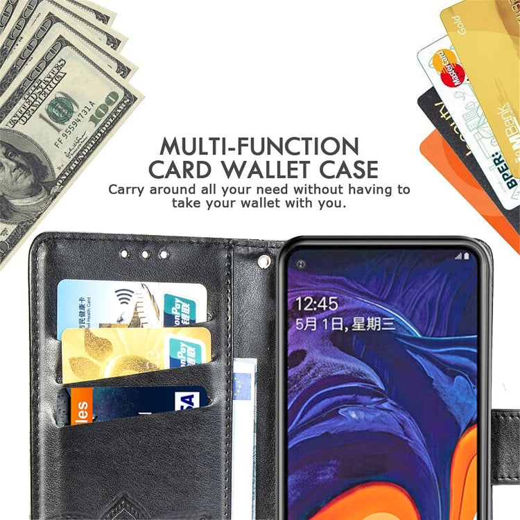 Butterfly Love Flowers Embossing Horizontal Flip Leather Case for Galaxy A60, with Holder & Card Slots & Wallet & Lanyard
