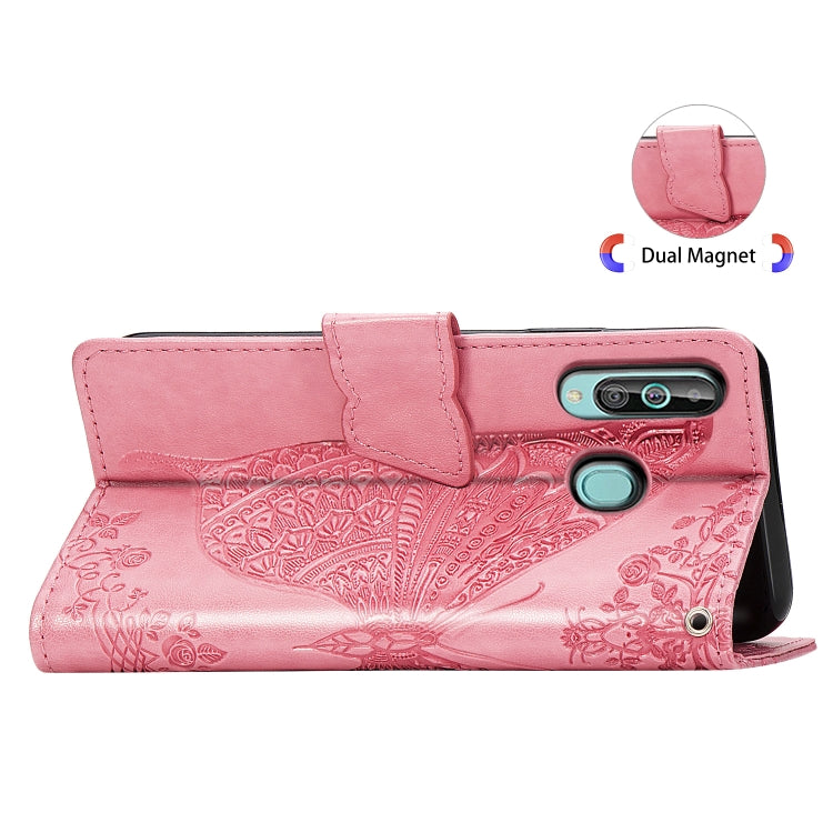 Butterfly Love Flowers Embossing Horizontal Flip Leather Case for Galaxy A60, with Holder & Card Slots & Wallet & Lanyard