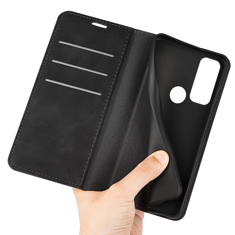 For TCL 20 R 5G Retro-skin Business Magnetic Suction Phone Leather Case with Holder & Card Slots & Wallet